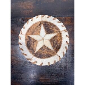 Texas Lone Star Native American Style Hide Round Coaster Trivet